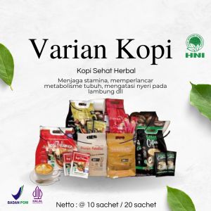 Varian Kopi HNI - Kopi Herbal Tanpa Cafein - Kopi Sevel - Hania Realco Ginseng