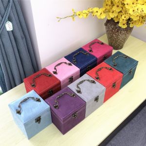 New Creative Three-Layer Velvet Jewelry Storage Box Gift Packaging Small Accessories Ear Ring Earring Organizer Velvet Box