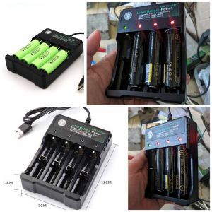 (Chính hãng) Bộ sạc pin 3.7v 18650 chuyên nghiệp 4 cổng thông minh tự ngắt điều chỉnh dòng sạc có đèn báo loại tốt cách sạc pin bền