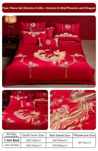 Boyang Home Textile | Wedding Dragon Phoenix Bedding Set 60S Cotton