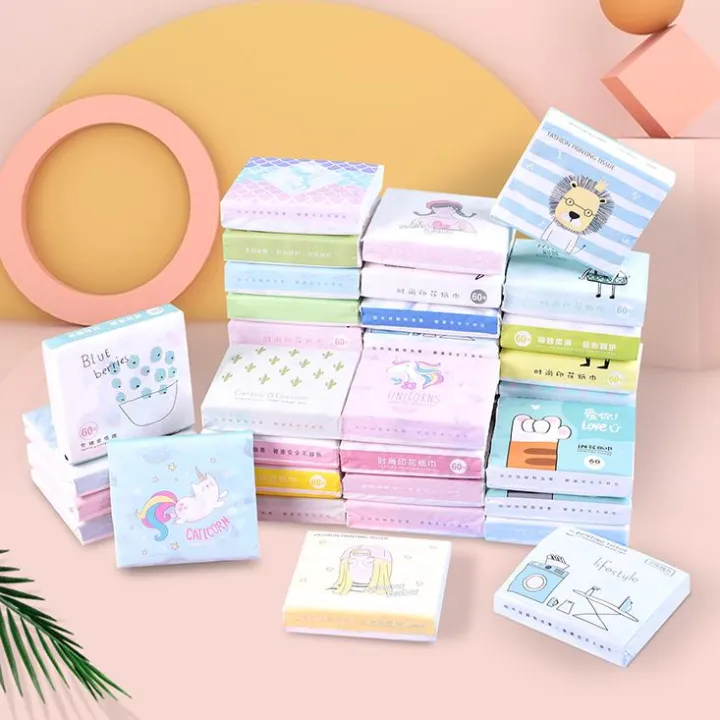【4 Packs】MIX Cartoon Colorful Printed Facial Pocket Tissue【3-Ply ...