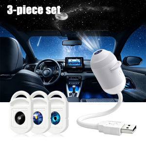 4K HD Pattern USB Car Projector Night Light Galaxy Aurora 360° Adjustable Atmosphere Lamp for Interior Ambient Decoration Gift