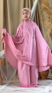 Nelula - Mukena Traveling Mini Pouch 2 in 1 Anak Remaja Tanggung 6 Sampai 14 Tahun Parasut Korea