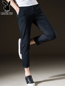 Black Slim Fit Casual Pants for Men Autumn New Style Korean Fashion Playboy Youth Active Cotton Polyester Elastic Fiber