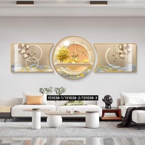 Modern Luxury Living Room Decorative Painting Three-Panel Sofa Background Wall Art Jinxing Fu Lu Simple Elegant Density Board