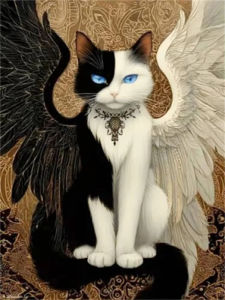 500/1000/1200/2000PCS Jigsaw Puzzle Magical Fantasy Mysterious Black Cat With Angel Wings For Adults Perfect Gift For Cat Lovers