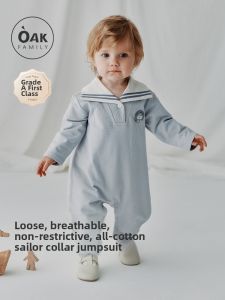 OAK FAMILY | Navy Collar Loose Jumpsuit