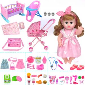 Đồ Chơi Búp Bê Bé Gái Giả Vờ Có Thể Thay Đổi Trang Phục Có Thể Nói Đồ Ăn Và Đồ Dùng Vệ Sinh Cá Nhân Đồ Chơi Xe Đẩy Trẻ Em