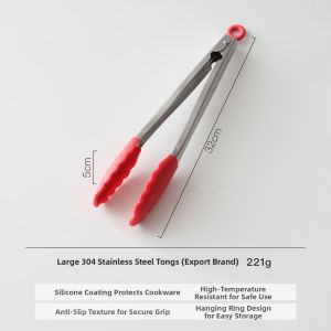 Heat-Resistant Kitchen Food Tongs for Frying and Grilling