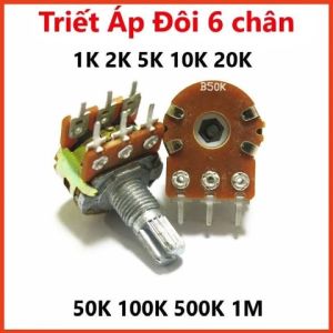 Combo Triết Áp Đôi 6 chân1K 2K 5K 10K 20K 50K 100K 500K 1M - Cán dài 15mm chất lượng cao