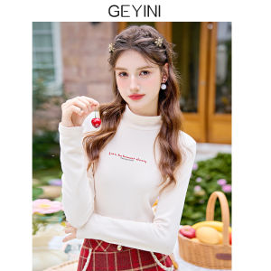 Womens White Fleece Lined Thickened Long Sleeve Turtleneck Base Shirt Inner Wear Top Korean Style Straight Cut Winter T-shirt