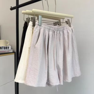 สูง เอว ขากว้าง ลำลอง กางเกงขาสั้น ผู้หญิง ฤดูร้อน สไตล์เกาหลี ยืดได้ Sports Beach Hot กางเกง กระเป๋าอสมมาตรแจ๊กเก็ต