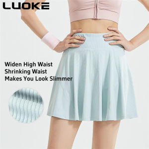Luoke กระโปรงสั้นกีฬาวิ่งกระโปรงสองชิ้นปลอมสำหรับผู้หญิงกระโปรงเทนนิสเอวสูงป้องกันแสงสะท้อนชิ้นเดียว