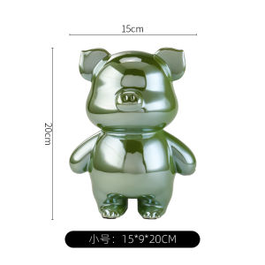 Luxury Electroplated Pig Figurine Money Box Creative Living Room Entrance TV Cabinet Bar Cabinet Decorations Ceramic Crafts
