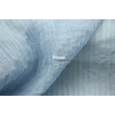 yishujia office | Translucent Lightblue Striped Crinkled Ramie Tencel Fabric