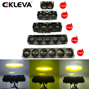 EKLEVA Motorcycle LED Spotlight Dual Color Fog Lamps for Car Trucks SUV Mini Lens Headlight Driving Light motorcycle accessories