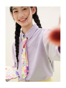 LOVESASAKIDS | Versatile Casual Purple Long Sleeve Shirt 1pc + Floral Tie 1pc