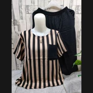 Real pict setelan  salur saku polos # setelan saku polos