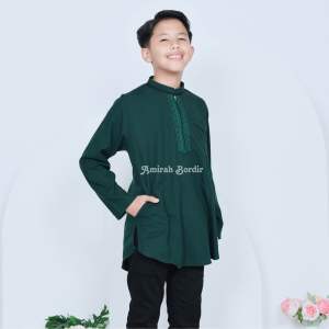 BAJU KOKO ATASAN KURTA BORDIR ANAK LAKI - LAKI ATASAN MUSLIM ANAK LAKI -LAKI BORDIR USIA 11 - 16 TAHUN
