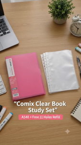 Comix Refillable Clear Book Bundle with 11-Hole Refill