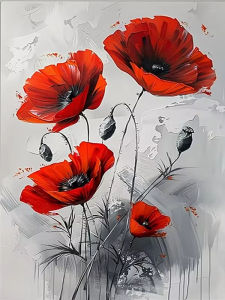 BILIBILI | Floral Pattern Painting By Adult Number Oil Paint Drawing on Canvas Floral Craft Handmade on The Wall Home Decor