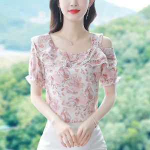 SNUG เสื้อชีฟองบดสวยหญิงในช่วงฤดูร้อน2024แฟชั่นใหม่ขอบนัวเนียต่างประเทศลดอายุและไม่ซ้ำกันเสื้อปิดไหล่