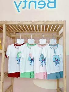 Bộ cộc tay cổ trụ BENTY BT040 chất mềm mịn mát bé trai bé gái đồ bộ cho bé cao cấp