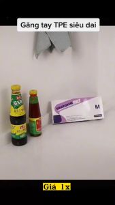 Hộp 100 găng tay bao tay rửa bát làm bếp vệ sinh bao tay siêu dai chất liệu TPE không mùi