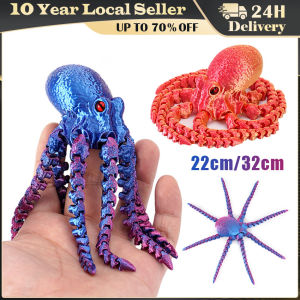 3D Printed Octopus Figurine with Flexible Joints for Home Office Desk Decor Ocean Animal Table Ornament Ideal Gift Toy