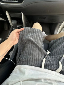 Quần Short Dệt Kim American Retro Cho Nam Mùa Hè Mỏng Họa Tiết Ngựa Vằn Quần Dài Năm Inch Rộng Rãi Thoải Mái Thoáng Khí