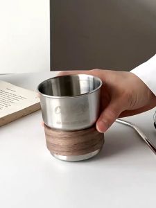 Simple Coffee Cup 304 Stainless Steel with Transparent Lid Straw Water Cup High-value Camping Cup