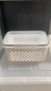 6-IN-1 Food Storage Container Set with Removable Drain Basket Refrigerator Fruit Vegetable Keeper Kitchen Organizer
