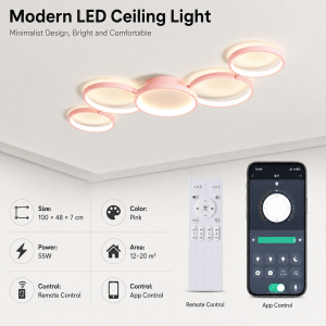LED Ceiling Light Modern Nordic Lamp 110V 220V APP Remote Control 3 Colors Dimmable for Bedroom Living Room