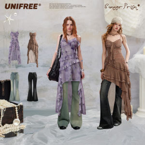 Unifree | Summer Beach Vacation Style Waist-Cinching Irregular Dress