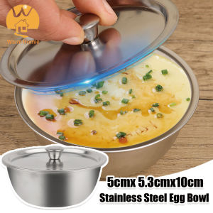 [Warm Homie]304 Stainless Steel Steamed Egg Bowl with Lids  Fruit Salad Dessert Soup Food Container Rice Noodles Bowl Kitchen Tableware