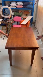 Yali Home Dining Table Extendable Wood Table freeComforter 4-8 Seater solid wood Malaysia 75cm to 120cm Furniture#820