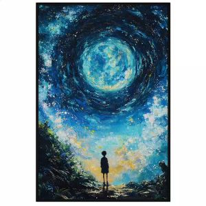 Tranh phong cảnh vũ trụ trừu tượng. Tranh treo tường dán tườngsơn dầu canvas trang trí. CGI-1518