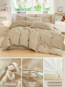 MENGWEIJUE | Breathable 100 Cotton Bedding Set 4 Pieces 2026 New
