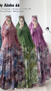 MAHDIYA OUTFIT - GAMIS AISHA 22 SYARI . BUSUI SET KERUDUNG GAUN MUSLIMAH MEWAH ADEM