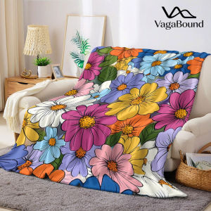 BILIBILI | Vibrant Mixed Daisy Flannel Blanket Warm Soft Halloween Christmas Decorative Couch Warm Cozy All-Season Gift