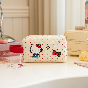 Sanrio | Hello Kitty Dễ Thương Chấm Bi Túi Trang Điểm Di Động Túi Đựng Mỹ Phẩm Nữ Túi Xách Du Lịch Đồ Vệ Sinh Sắp Xếp Lưu Trữ Polyester Hình Chữ Nhật