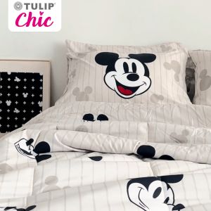 TULIP CHIC พิมพ์ลาย มิกกี้เมาส์ CHIC C01 ลิขสิทธิ์แท้ดิสนีย์ ชุดผ้าปู ผ้าห่มนวม สไตล์มินิมอล สัมผัสนุ่มไม่ระคายผิว