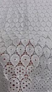 Vải Ren Dây Guipure Châu Phi Màu Trắng Có Đính Sequin Chất Lượng Cao Chất Liệu May Váy Cưới Nigeria