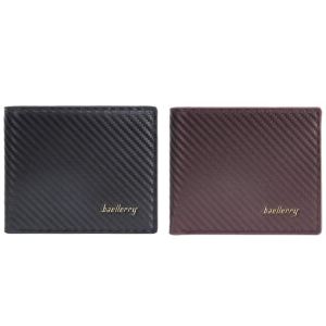 Baellerry | Ví Nam Nhỏ Gọn Cổ Điển Họa Tiết Sợi Carbon Chất Liệu Da PU 7 Ngăn Đựng Thẻ Ngăn Đựng Tiền Xu Có Khóa Kéo Cửa Sổ Trong Suốt Đựng Chứng Minh Thư Món Quà Thiết Thực
