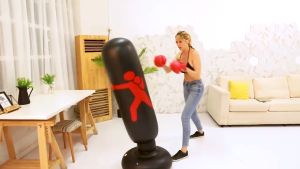 Inflatable Hitting Column Boxing - PVC Thickened Tumbler Three-Dimensional Cathartic Sandbag Taekwondo for Kids