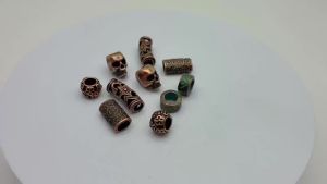 10pcs Red Copper Beads Hair braid Dreadlock Beads Spacer Beads Skull Flower patterned for Jewelry Making Supplies Accessories 
