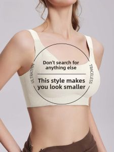 miiow | Wireless Adjustment Type Womens Underwear Breathable Anti-Sagging Full Cup Nylon Fabric U-Neck Design Four Seasons Suitable