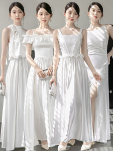 Váy Cưới Satin Trắng Thanh Lịch Cho Đám Cưới Mùa Đông Váy Dự Tiệc Sinh Nhật Váy Cưới Thanh Lịch Thường Ngày Cho Phụ Nữ Từ 18-25 Tuổi