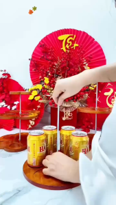 Tháp Nước 3 Tầng Trưng Bày Bia nước ngọt ngày Tết hàng dày dặn sơn PU phủ bóng bền đẹp