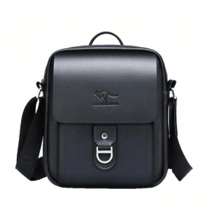 Casual Mens Crossbody Shoulder Bag Mini Leather Bag Vertical Style Two-Layer Leather Bag Fashionable Business Style Bag